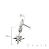 316L SURGICAL STEEL THREADLESS PUSH IN STARBURST CZ DANGLE TOP PART